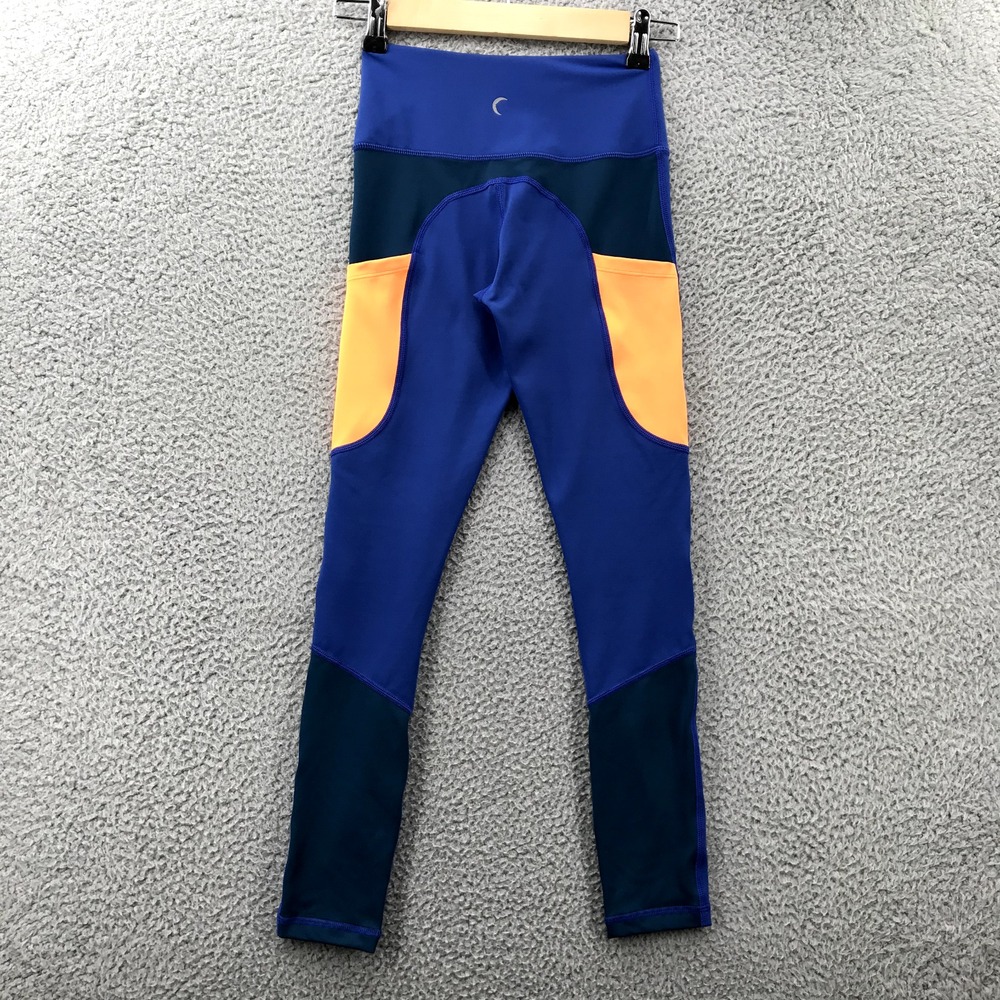 ZYIA Size 0 Blue w/ Neon Orange Curve Pocket‎ Activewear 7/8 Leggings